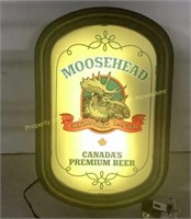 * Moosehead lighted sign  Needs top framed glued