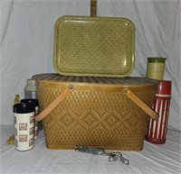 Picnic Basket, Trays, Thermos, Plastic Cups & More