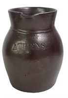 ATHENS, NY POTTERY CREAM PITCHER IN ALBANY BROWN