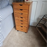Nice 8 Drawer Narrow Wood Rolling Craft Cabinet
