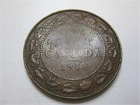 COINS ~ CANADA 1 ONE CENT OVER-SIZE PENNY 1918