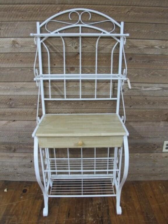 WHITE METAL BAKERS RACK 71 X 28 X 18