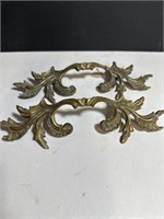 Very nice pair of big fancy antique brass drawer