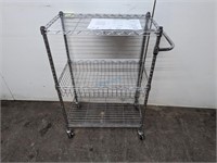 KITCHEN 3-TIER WIRE MOBILE CART, 28" X 14" X 35"