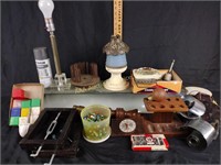 Miscellaneous vintage items including lamp bases,