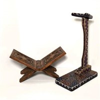 Wood Carved Book Stand & Wooden Stand