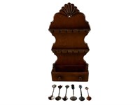 Wood Souvenir Spoon Display Rack w/ (6) Spoons