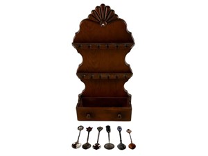 Wood Souvenir Spoon Display Rack w/ (6) Spoons