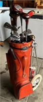 Golf bag with RH Clubs and Pull Cart. #LYS.