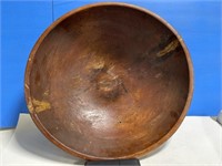 Large Vintage Wooden Bowl, 19 " Round.