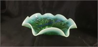 MINT Antique Jefferson Glass Ruffle & Rings Green
