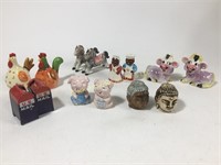 7 salt/pepper shakers with purple cow