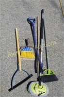 Broom, dust mop, handle, dust pan &