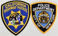 Lot Of 2 New Police Patches CHP & NYPD Offical