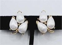 Vintage Crown Trifari Faux Pearl Earrings