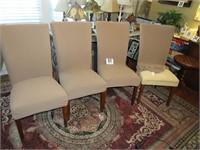 (4) Cream Colored Linen Chairs (Matches #32/#42)