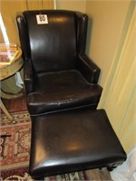 Leather Chair & Stool with Nailhead Trim (R1)