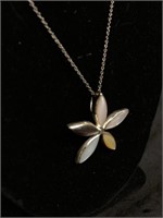 FLORAL PENDANT W/ .925 SILVER CHAIN / JEWELRY