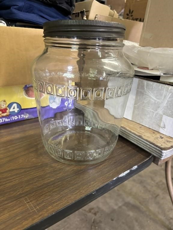 vintage jar with metal lid