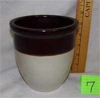 small brown/white crock