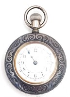 Addison Coin Silver Open Face Pocket Watch