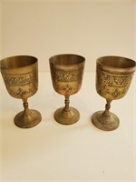 Vintage Ornate Brass Goblets