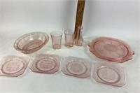 Pink depression glassware- drinking glasses (2),