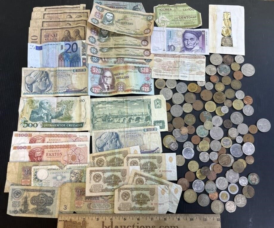 Foreign Currency - Paper & Coins Lot