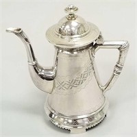 Russian antique silver coffee pot with gilt