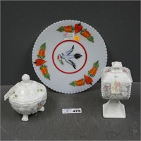 Westmoreland Painted Milk Glass Candy Dishes