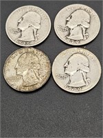 4- 1930's Silver Quarter Dollars
