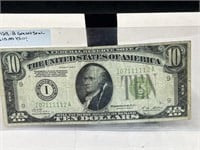 Currency-1928 Green Seal Ten Dollar Bill