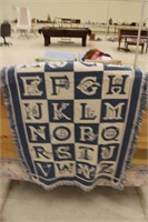 Alphabet blanket, blue knit
