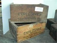 2 wooden explosives boxes