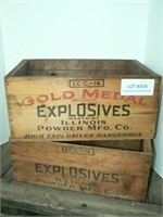 2 wooden Gold Medal Explosives boxes