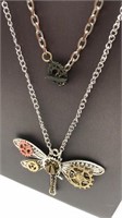 Steampunk Dragonfly Charm Pendant Necklace
