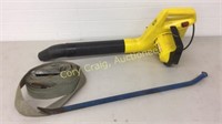 Paramount Blower Vac, ratchet strap, pry bar