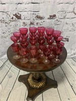 Cranberry Glass Stemware Set