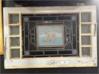 Antique Painted Glass Leaded Window.
