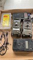Trail cams, sd card reader, sd cards, bungee