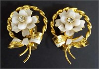 Vintage Austrian Clip-On Floral Earrings