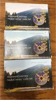 3 Westward Journey mint nickel sets. 2004-2006