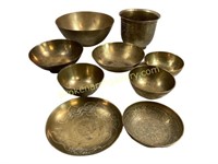 9 Pieces Asian Style Brass