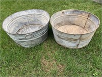 LOT OF 2 GALVANIZED TUBS WITH HANDLES