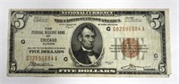 1929 $5 NATIONAL CURRENCY CHICAGO