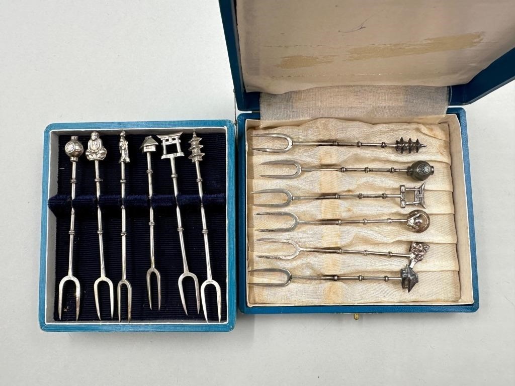 Pair of Sterling Silver Cocktail Fork Sets