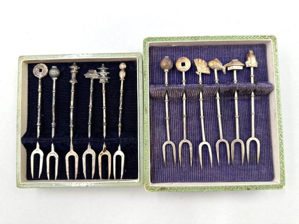 Pair of Sterling Silver Cocktail Fork Sets