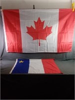 Canada Flag Measures 4' x 5' plus Acadie Flag
