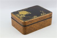 Antique Chinese Laquer Rattan Box