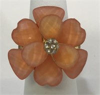 Large Flower Ring Gold Tone